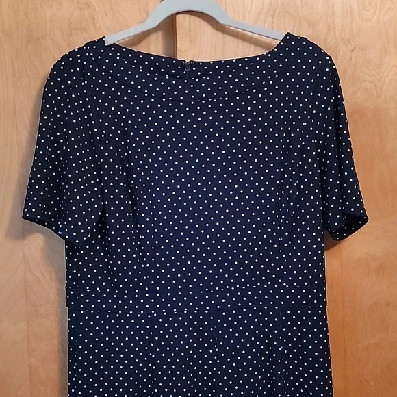 Talbots Blue White Polka Dot Dress - Picture 2 of 12